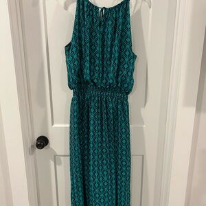 Enfocus Studio teal Smocked Halter Maxi Dress
